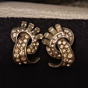 Vintage Sterling Silver Rhinestone Earrings